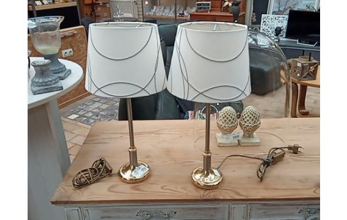 LAMPE SUR PIED CHROME ET DORE LA PAIRE