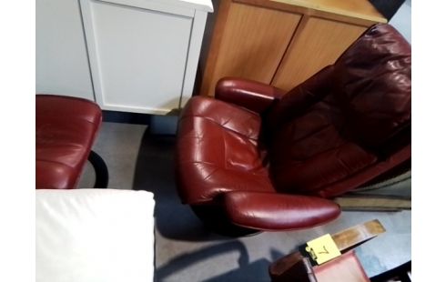 FAUTEUIL RELAX MARRON AVEC REPOSE PIED