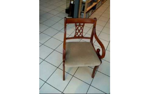 STUHL ARML. TEAK POLSTER BEIGE VINTAGE