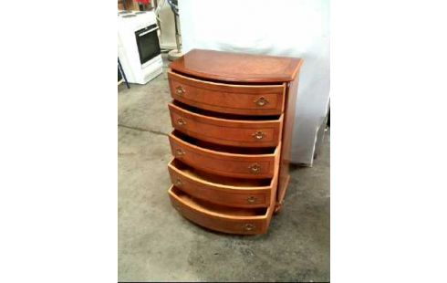 KOMMODE HOLZ NUSSBAUM ANTIK 5-SCHUBLADEN