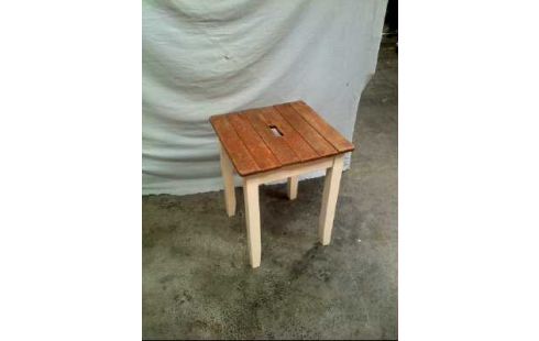 HOCKER HOLZ WEIß BRAUN LANDHAUS STIL