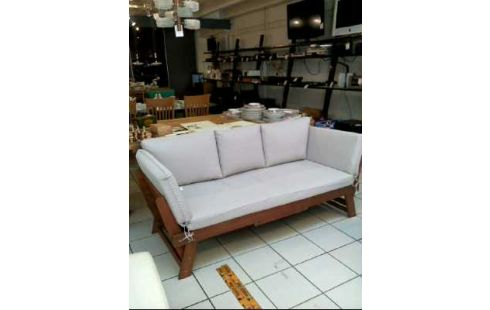 GARTENBANK HOLZ POLST. STOFF GRAU 2-SITZ.