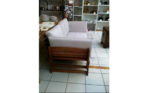 GARTENBANK HOLZ POLST. STOFF GRAU 2-SITZ.