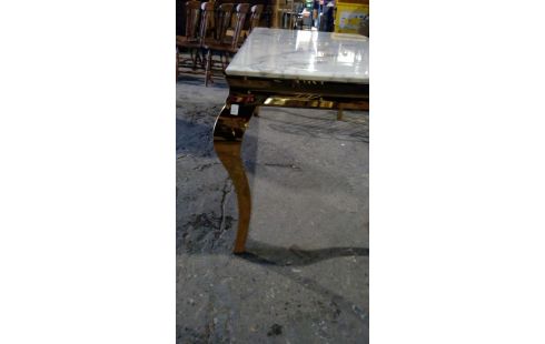 TABLE RECTANGULAIRE MARBRE BLANC PIED DORÉ