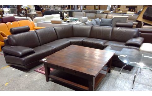 SALON D'ANGLE EN CUIR BRUN  NATUZZI