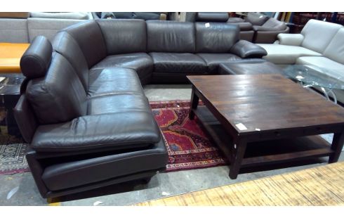 SALON D'ANGLE EN CUIR BRUN  NATUZZI