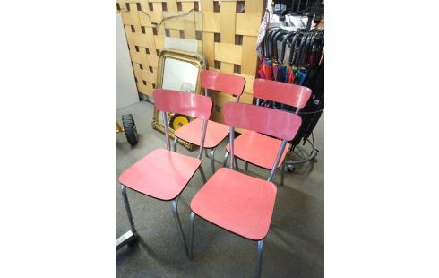 4 CHAISES FORMICA ROUGE