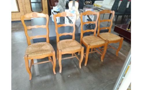 4 CHAISES BOIS PAILLEES