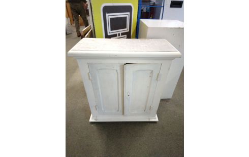 MEUBLE 2 PORTES PATINE BLANCHE