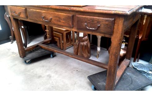 ESCRITORIO ANTIGUO MACIZO ROBLE 3 CAJONES