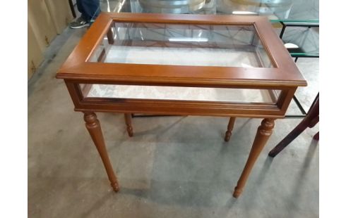 DESSERTE VITRINE BOIS VERRE