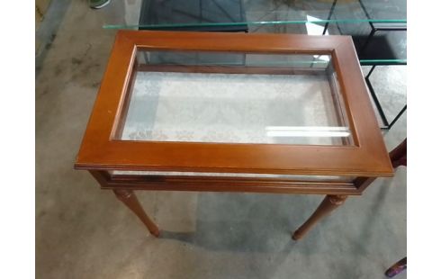 DESSERTE VITRINE BOIS VERRE