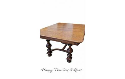 TABLE DE SALLE A MANGER HENRI II MET, , 6 CHAISES ALLONGE CHENE