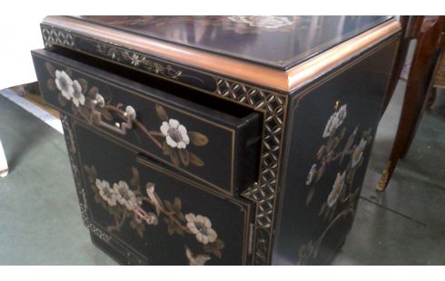 CAISSON BAS CHINOIS NOIR 2 PORTES 1 TIROIR