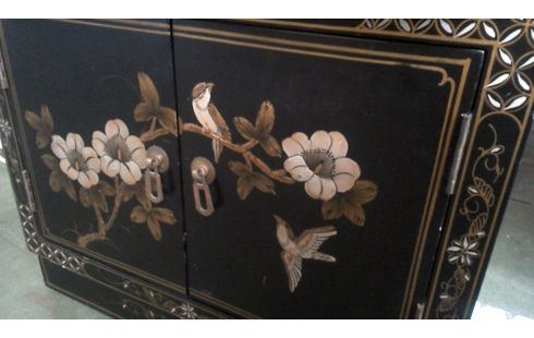 CAISSON BAS CHINOIS NOIR 2 PORTES 1 TIROIR