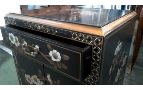 CAISSON BAS CHINOIS NOIR 2 PORTES 1 TIROIR