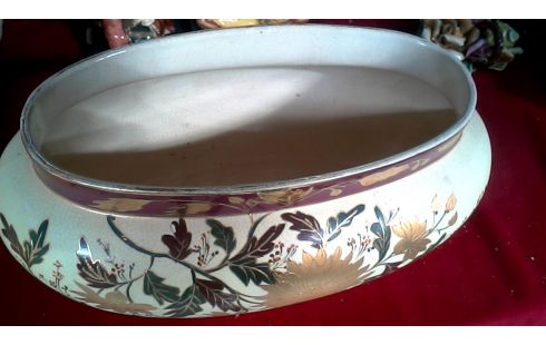 MACETERO OVALADO CRUDO FLOR