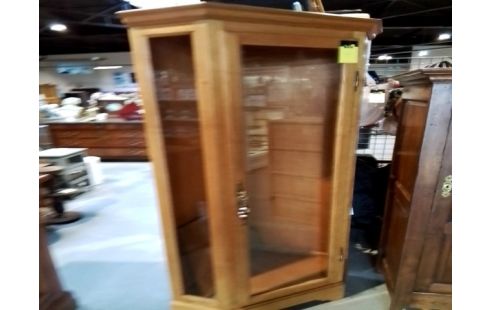 VITRINE BIBLIOTHEQUE D ANGLE CHENE CLAIR