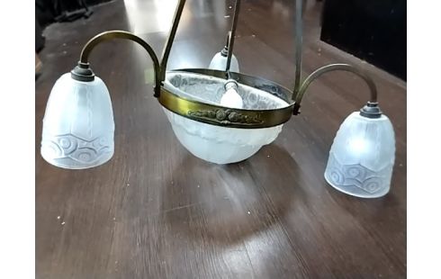 LUSTRE 3 BRANCHES ART DECO