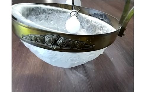 LUSTRE 3 BRANCHES ART DECO