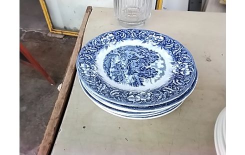 LOT DE ASSIETTE DECO BLEU