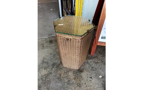 COFFRE OSIER VINTAGE HEXAGONAL