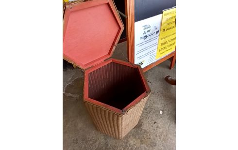 COFFRE OSIER VINTAGE HEXAGONAL