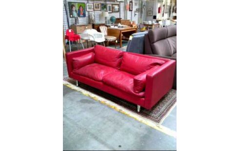 SOFA LEDEROPTIK 2-SITZER ROT VINTAGE
