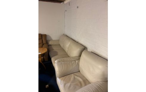 SALON CUIR BLANC 3 + 1