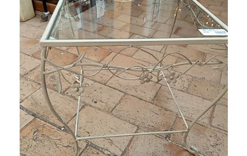 TABLE D'APPOINT metal blanc+verre