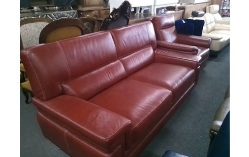 CANAPE CUIR 3 PLACES CUIR ROUGE