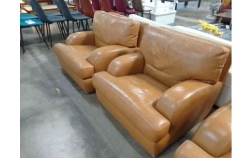 SALON CANAPÉ 2 PLACES CUIR + 2 FAUTEUILS