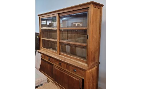 BUFFET DEUX CORPS TECK PORTES COULISSANTES