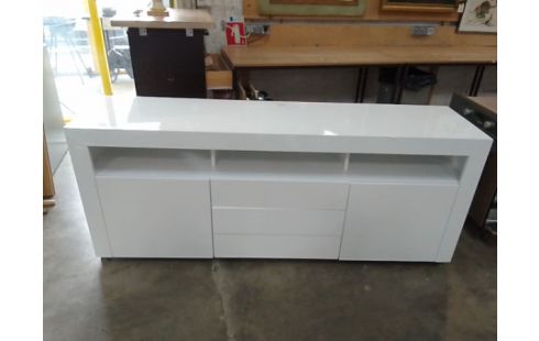 ENFILADE TYPE MODERNE BLANC LAQUE 2 PORTES / 2 TIROIRS