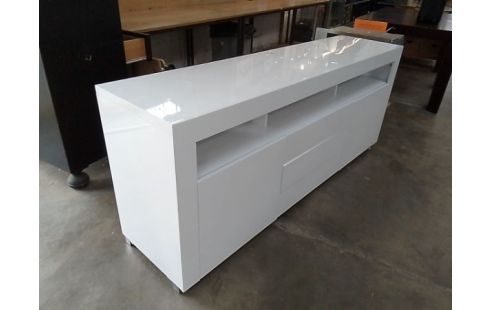 ENFILADE TYPE MODERNE BLANC LAQUE 2 PORTES / 2 TIROIRS