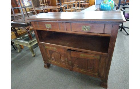 MEUBLE BAS 2 PORTES / 2 TIROIRS BOIS EXOTIQUE