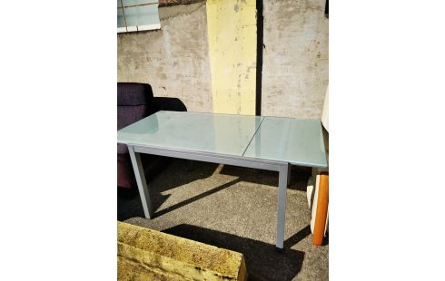 TABLE DE CUISINE MÉTAL ET VERRE 1 ALLONGE