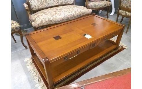 TABLE BASSE RECTANGULAIRE 2 PLATEAUX EN MERISIER