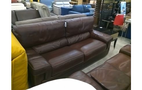 CANAPE CUIR MARRON 3 PLACES