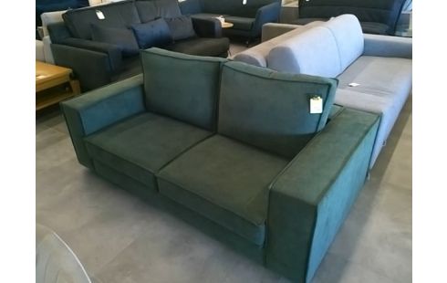 CANAPE 2 PLACES VELOURS COTELE VERT