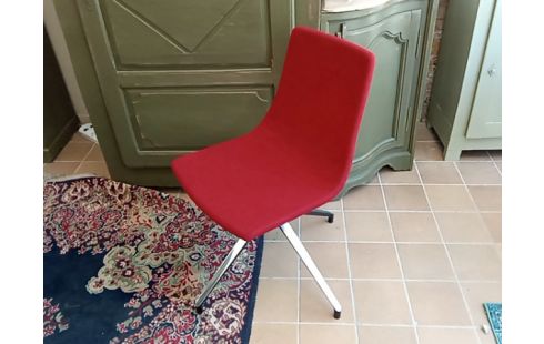 CHAISE DESIGN OKA KI4P LAINE ROUGE PIED ALU POLI