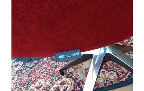 CHAISE DESIGN OKA KI4P LAINE ROUGE PIED ALU POLI