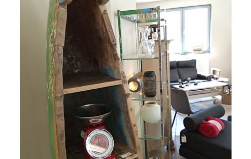 ETAGERE PIROGUE EN BOIS EXOTIQUE