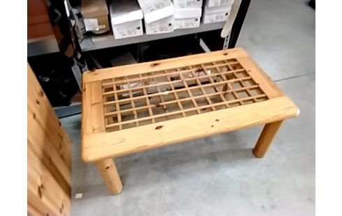 TABLE BASSE PIN PLATEAU VERRE