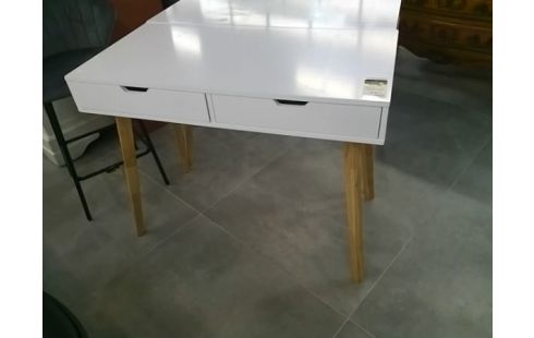BUREAU BLANC & BOIS ST SCANDINAVE 2 TIROIRS