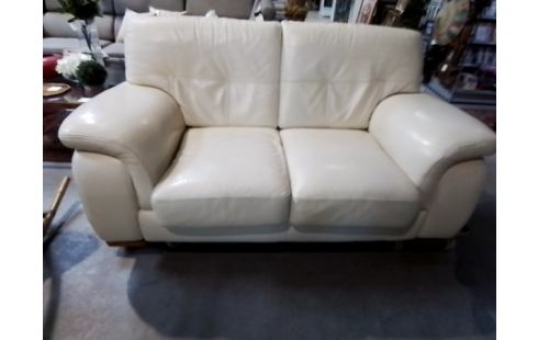 CANAPE CUIR BEIGE 2 PLACE