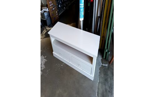 MEUBLE TV 2 TIROIRS BOIS BLC