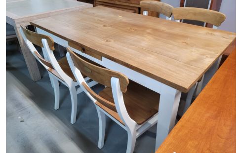 TABLE BLANCHE ET BOIS + 4 CHAISES