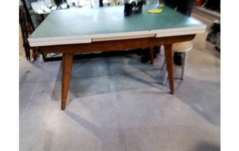 TABLE FORMICA PIED BOIS DESSUS VERT