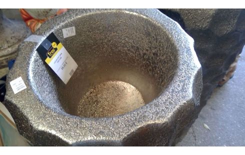 CACHE POT GRIS TEXTURÉ